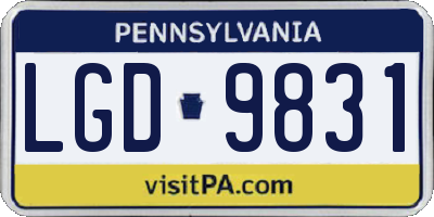 PA license plate LGD9831