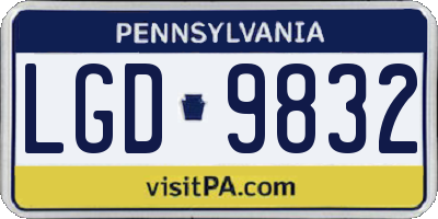 PA license plate LGD9832