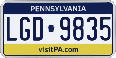 PA license plate LGD9835
