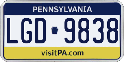 PA license plate LGD9838