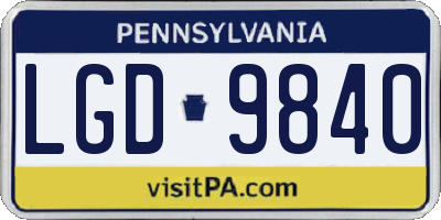 PA license plate LGD9840