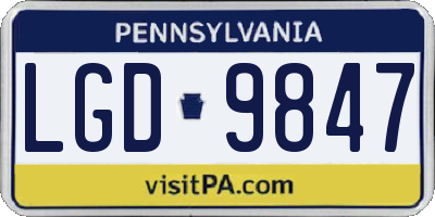PA license plate LGD9847