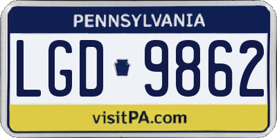 PA license plate LGD9862