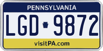 PA license plate LGD9872