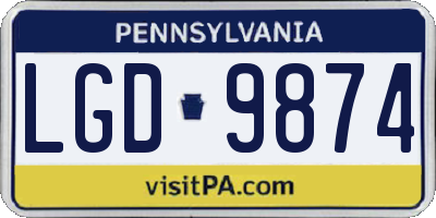 PA license plate LGD9874