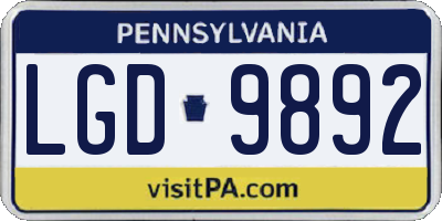 PA license plate LGD9892