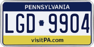 PA license plate LGD9904