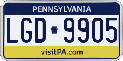 PA license plate LGD9905
