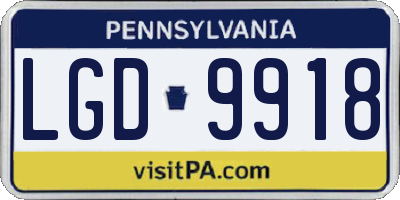 PA license plate LGD9918