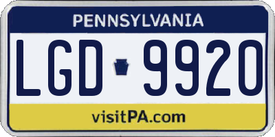 PA license plate LGD9920