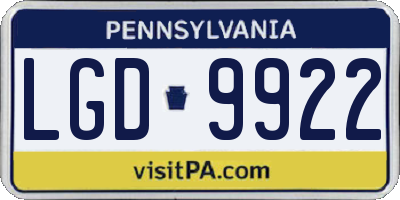 PA license plate LGD9922