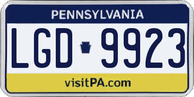 PA license plate LGD9923