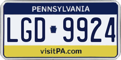 PA license plate LGD9924