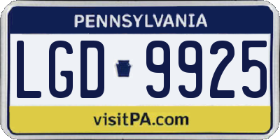 PA license plate LGD9925