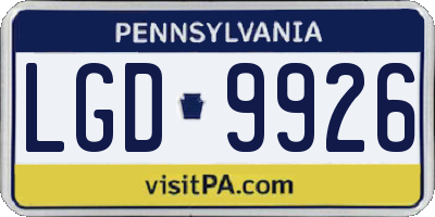 PA license plate LGD9926