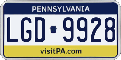 PA license plate LGD9928