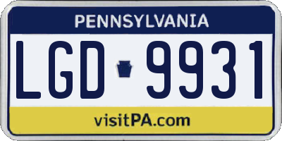 PA license plate LGD9931