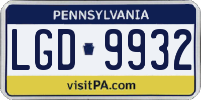 PA license plate LGD9932