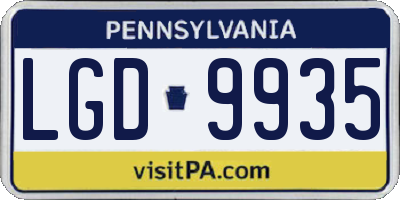 PA license plate LGD9935