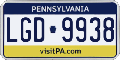 PA license plate LGD9938