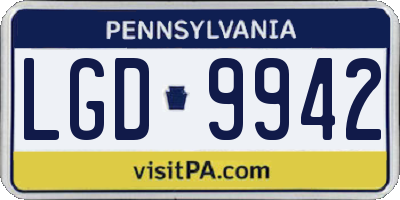PA license plate LGD9942