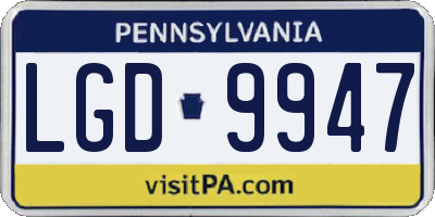 PA license plate LGD9947