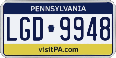 PA license plate LGD9948