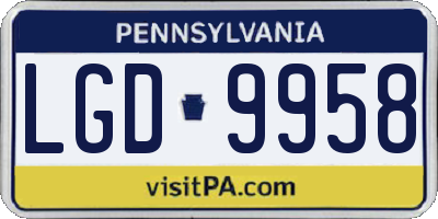 PA license plate LGD9958