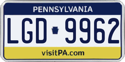 PA license plate LGD9962