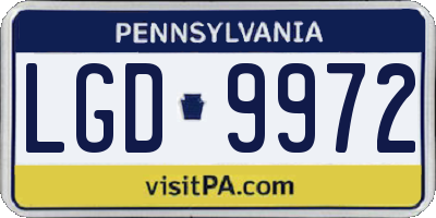 PA license plate LGD9972