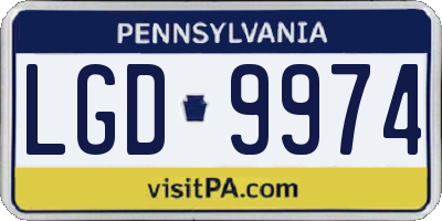PA license plate LGD9974