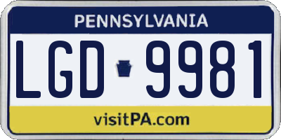 PA license plate LGD9981