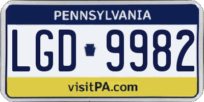 PA license plate LGD9982