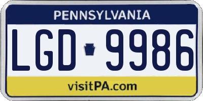 PA license plate LGD9986