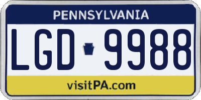 PA license plate LGD9988