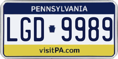 PA license plate LGD9989