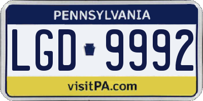 PA license plate LGD9992