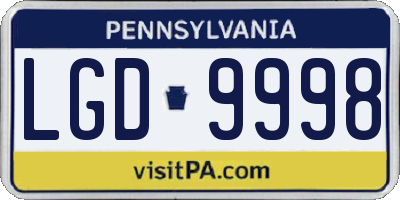 PA license plate LGD9998