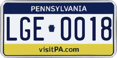 PA license plate LGE0018