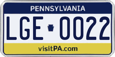 PA license plate LGE0022