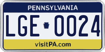 PA license plate LGE0024