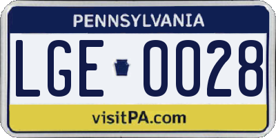 PA license plate LGE0028