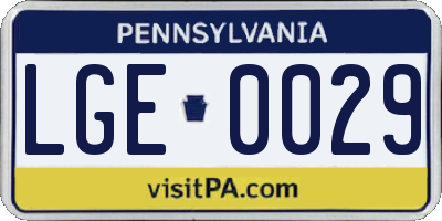 PA license plate LGE0029