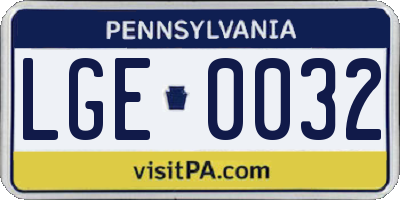 PA license plate LGE0032