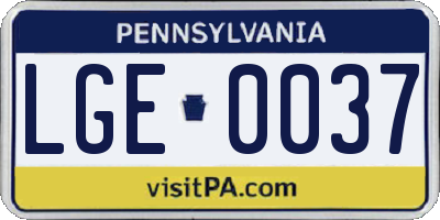PA license plate LGE0037