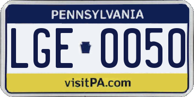PA license plate LGE0050