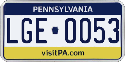 PA license plate LGE0053