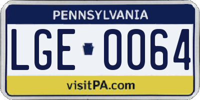 PA license plate LGE0064