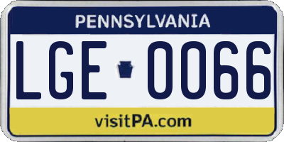 PA license plate LGE0066