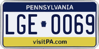 PA license plate LGE0069